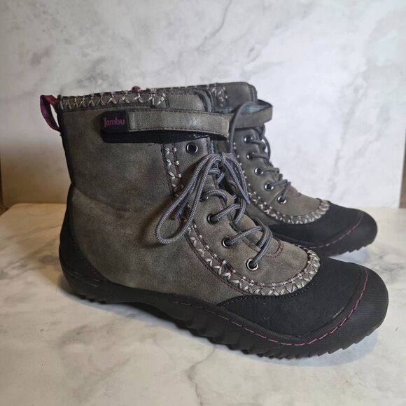 Jambu Boots Women 8M Star Brown Vegan Leather Grey Ankle All Terrain Boots - Picture 1 of 8